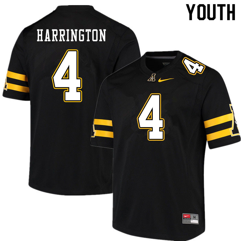 Youth #4 Daetrich Harrington Appalachian State Mountaineers College Football Jerseys Sale-Black - Click Image to Close